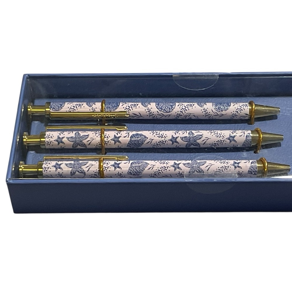 Papyrus Set of three click pens with seashell design. NIB. - Picture 2 of 4